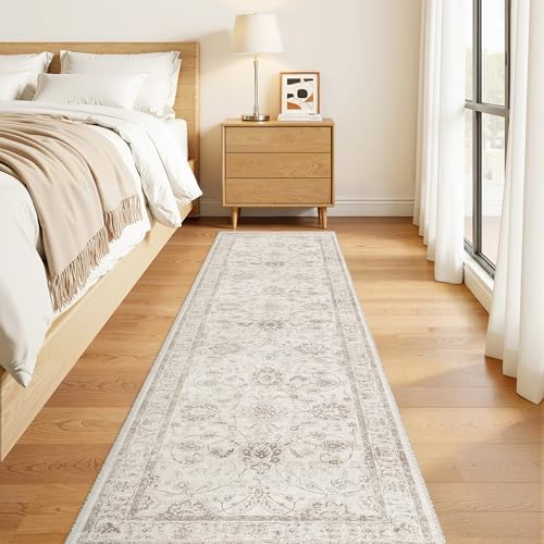 Madane Runner Rug 2x8 for Hallway, Kitchen Non-Slip Runner Rug Brown/Ivory - Image 3