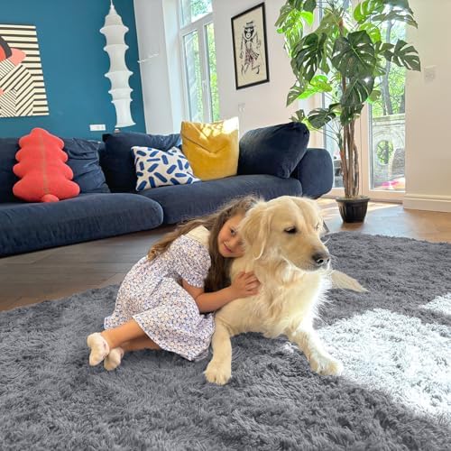 OLANLY 3x6 Machine Washable Runner Rugs for Hallway, Soft Fluffy Shaggy Bedside Rugs for Bedroom, Living Room, Indoor Floor Carpet for Kids Girls and Boys, Nursery Rooms, Home Decor, Light Grey - Image 5