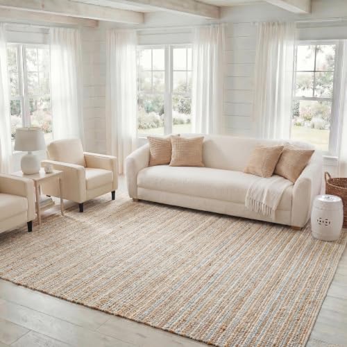 SAFAVIEH Natural Fiber Area Rug 9x12 Large Jute Knotted, Grey NF447K by Unknown