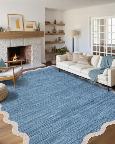 GarveeHome Scalloped Washable Area Rugs 9 x 12 Rug for Living Room Non Slip by GarveeHome