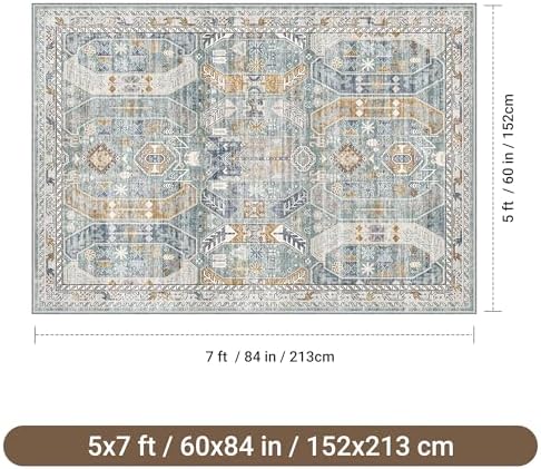 befbee Washable 5x7 Area Rug Non Slip Stain Resistant Rug for Living Room - Image 2