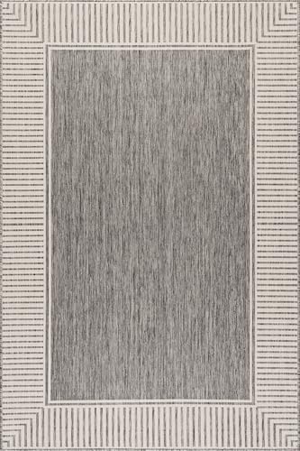 nuLOOM Asha Grey Bordered Power Loomed Indoor/Outdoor Area Rug, 10' x 14' - Image 3