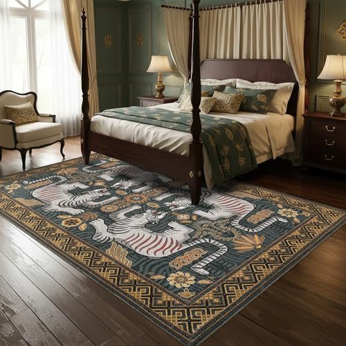 GarveeHome Tiger 6x9 Area Rugs Boho Washable Vintage Non Slip Living Room - Image 2