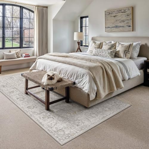 HUGEAR Area Rugs 6x9 Washable Rug Beige Grey - Image 2