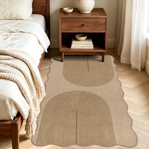 Non-Slip Jute Rug for Entryway: Scalloped Mat 3x5 - Geometric Arch Pattern - Image 3
