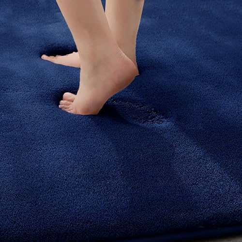 MINIDEAR Bathroom Rugs 32x20 Navy Blue - Thick Memory Foam Bath Mat, Ultra Soft & Plush Fluffy, Non-Slip, Quick Dry, Absorbent Washable Floor Microfiber Mat for, Tub, Home Decor Accessories - Image 6