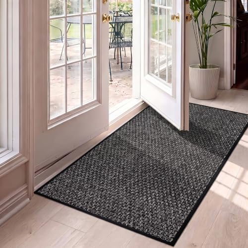 GOYLSER 4ft Jute Runner Rugs for Hallways, Rubber Backed Hall Floor Mat Non Slip, Absorbent Entry Way Runner Rugs Indoor, Black by GOYLSER