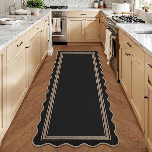 Zeeinx Easy Jute 2x6 Kitchen Runner Rug Scalloped Runner Rug - Image 2