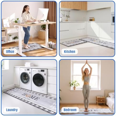 Kitchen Mats 2PCS, Anti Fatigue Rugs, 17.3x30+17.3x70in, Grey - Image 6