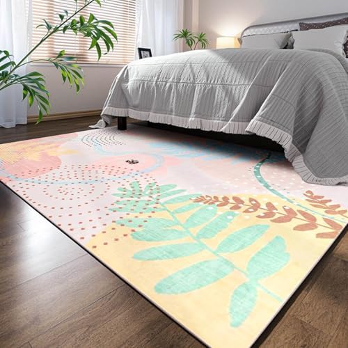 ST. BRIDGE Faux Wool Boho Floral Area Rug 5x8, Modern Pink Abstract Print Soft Carpet, TPR Non-Slip Backing, Machine Washable Low Pile Rug for Bedroom, Living Room, Kids Room, Playroom, Office - Image 7