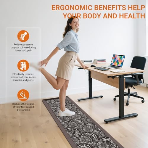 Mattitude 4/5 Inch Kitchen Mat, 17.3x59in Heavy Duty Ergonomic Comfort Foam Standing Desk Mat, Waterproof Non-Slip Standing Mats and Rugs for Kitchen, Office, Chocolate - Image 6