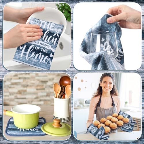 Fourluoo 10 Pcs Farmhouse Blue Kitchen Decor Set - Image 6