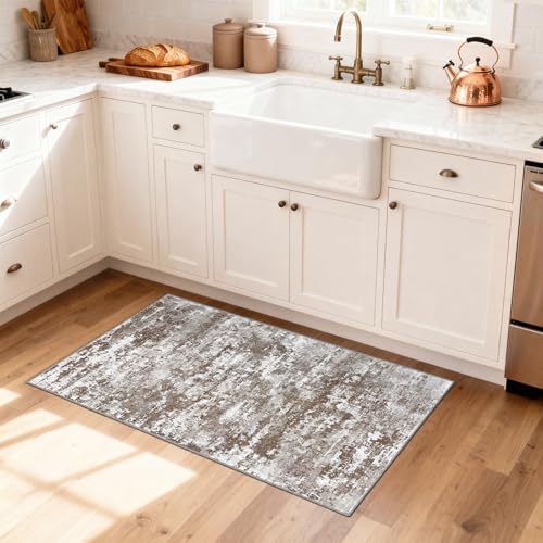 Entryway Runner Rug 2x4ft,Non Slip Carpet Runner,Brown - Image 2