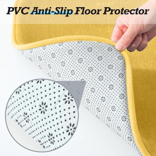 HUXMEYSON Bathroom Rugs Sets 2 Piece, Non-Slip & Quick Dry Bath Mat Set, Ultra Soft Velvet Bath Rugs for Bathroom, Toilet and Shower Floor, Yellow - Image 3
