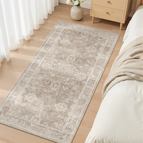 Madane 2x4 Washable Rugs for Entryway, Soft Neutral Throw Rug Brown/Sand - Image 3