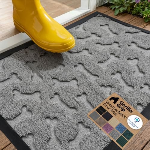 GORILLA GRIP WeatherMAX Door Mat, Indoor Outdoor, 29x17, Light Gray Bones by GorillaGrip