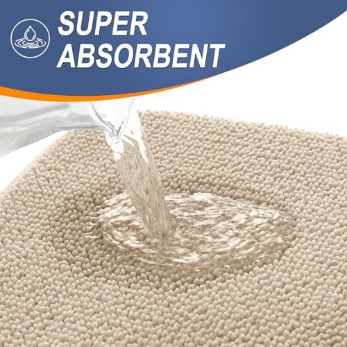 OLANLY Memory Foam Bathroom Runner Rugs 47x17, Absorbent Long Mat, Beige - Image 3