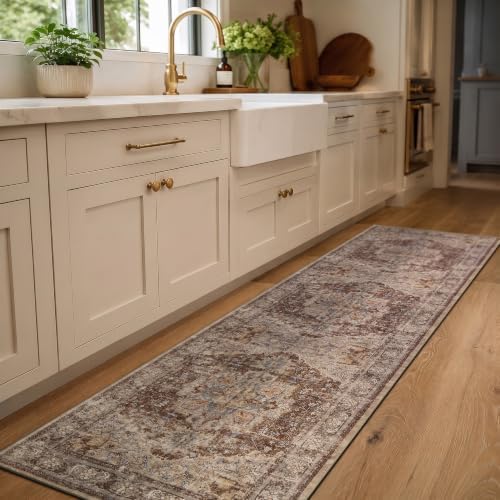 Rugshop Traditional Medallion Washable Non-Slip Runner Rug, 2'x8' Brown - Image 6