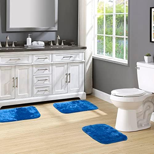 Garland Rug Traditional Nylon Washable Electric Blue 3 Bath Rugs (17" X 24", 21" X 34", 21" X 34") - Soft, Absorbent, and Stylish for Your Bathroom - Image 2