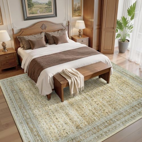 8x10 Area Rugs for Living Room Bedroom, Washable Vintage Boho Beige - Image 4