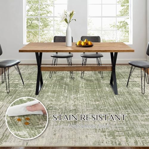 kakania Abstract 8x10 Area Rugs for Living Room: Washable Rugs Green - Image 5