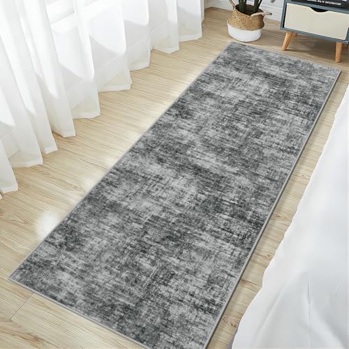 2'6''x8' Runner Rugs Washable Rug: Modern Abstract Hallway Black Carpet - Image 2