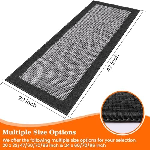StepRite Kitchen Rugs, Kitchen Mat for Floor, 47"x20" Non-Slip Machine-Washable Commercial Floor Mat, Absorbent Heavy-Duty Rug for Office & Home, Sink Standing Mat, Entryway Carpet, Door Mat, Black - Image 2