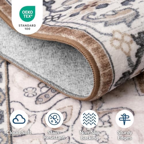 Lessymo 2 x 6 Runner Rug for Hallway, Washable Entryway Rugs, Brown Beige - Image 7