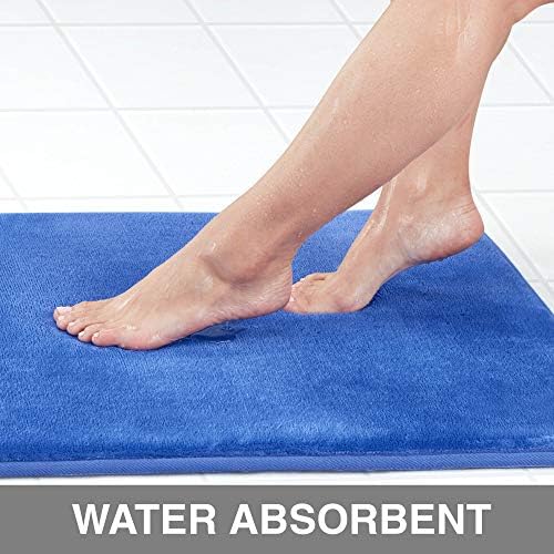 Memory Foam Bath Mat Non Slip Absorbent Super Cozy Velvet Bathroom Rug Carpet (60 inches X 17 inches, Royal Blue) - Image 4