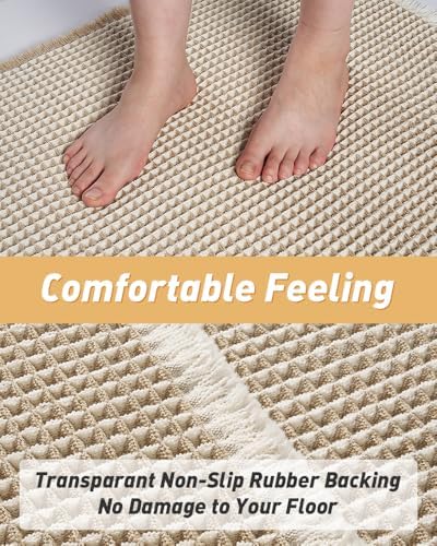 Upgraded Waffle Bath Mat Set of 2 Absorbent Bathroom Mat 17"x24" + 17"x48" - Image 4