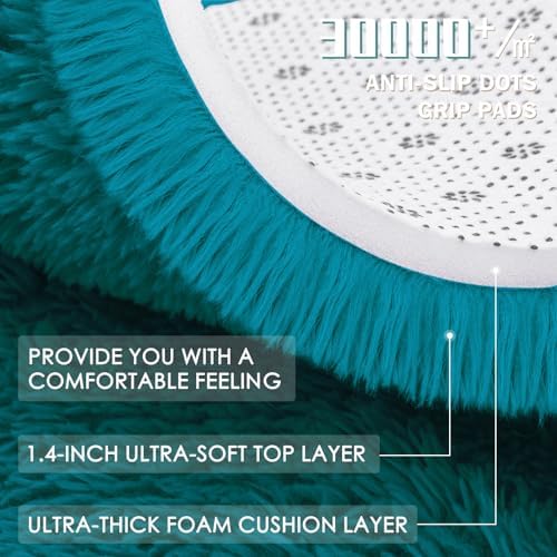 OLANLY Teal Round Rugs for Bedroom - Machine Washable, 7 ft Circle Area Rugs for Living Room, Soft and Fluffy Shaggy Carpet for Teen Girl and Boys, Nursery Rooms, Dorms, Home Decor Aesthetic - Image 7