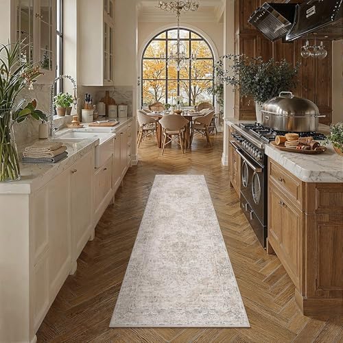 HUGEAR Beige Runner Rugs 2x6 Washable Rug Indoor Carpet - Image 2