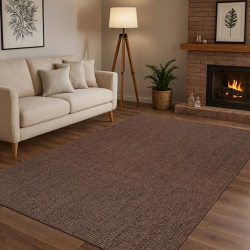 CAMILSON Easy Jute Rug 5x7, Indoor Outdoor Brown Color Fiber Area Rugs for Living Room Patio and Kitchen Rug, Solid Boho Woven Design, Easy-Cleaning, Washable Outside Carpet Alfombras (5 x 7) - Image 5