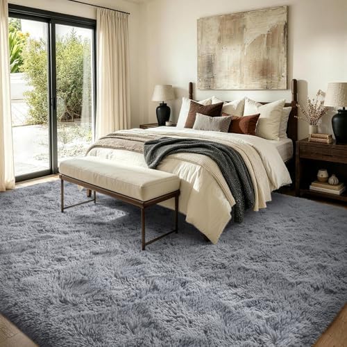 FinRèc Home 8x10 Non-Slip Fluffy Area Rugs for Living Room (Grey) - Image 4