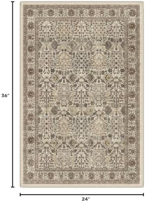 Bavni 2x3 Washable Rug, Non Slip Entryway Mat, Cream Brown - Image 2