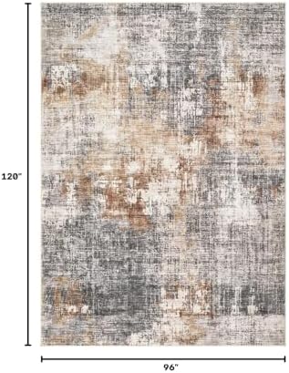 DMOYEST Area Rug Living Room Rugs - 8x10 Washable Large Soft Indoor Neutral Modern Abstract Low Pile Rug Carpet for Bedroom Dining Room Farmhouse Home Office - Grey Brown - Image 2