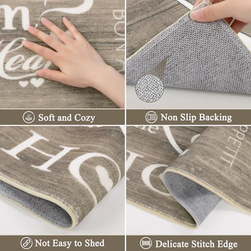 Vaukki Boho Kitchen Rug Sets 3 Piece,Dark Brown Washable Kitchen Floor Mat - Image 4
