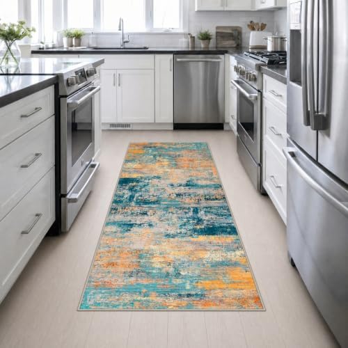 3x8 Washable Runner Rug：Modern Abstract Soft Carpet Rosy Haze - Image 5