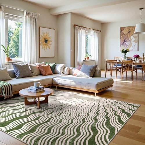 Hedlive Boho 8x10 Area Rugs, Soft Washable Rugs 8x10 Green Rugs for Living Room, Ultra-Thin Non-Slip Bedroom Rug Classroom Rug Large Carpet for Nursery Dining Room (8x10ft,Green/Multi) - Image 3