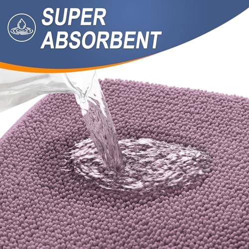OLANLY Memory Foam Bathroom Runner Rug 59x20, Absorbent Long Mat, Deep Plum - Image 3