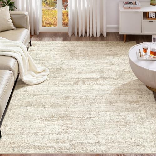 UERMEI 6x8 Area Rug Living Room Rugs - Washable Neutral Modern Abstract Soft Thin Rug Indoor Floor No Slip Rug Carpet for Bedroom Under Dining Table Home Office Decor - Beige/Brown by UERMEI