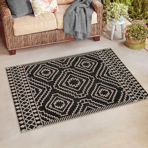 Lahome Moroccan Black Outdoor Rug, 3x5 Easy Jute Washable Entryway Rug - Image 6