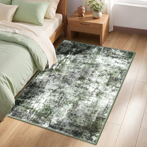 Rugflix 3x5 Entrance Rugs, Washable Entry Small Rug Dark Green - Image 3