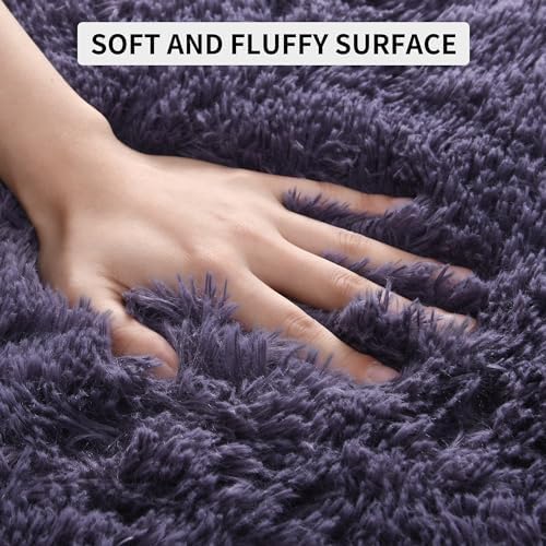Tepook 5x8 Area Rugs for Living Room Fluffy Gray Purple Rug for Bedroom - Image 6