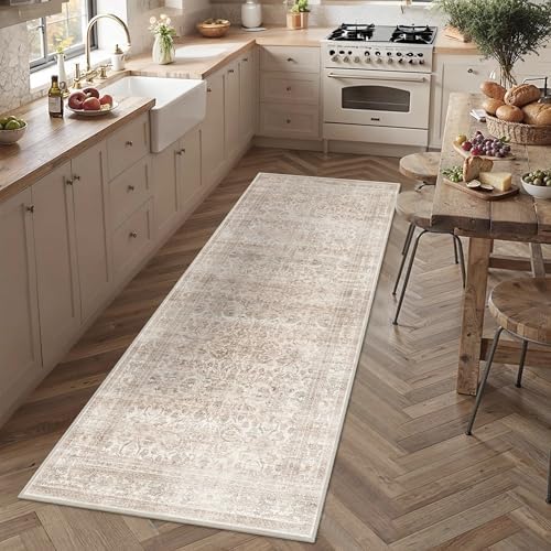 Schweek 3x7 Hallway Runner Rugs Washable Non Slip Kitchen Runners Beige - Image 3