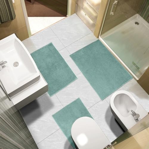 Urvoix Bathroom Rugs Sets 3 Piece, Non-Slip Chenille Bath Rug Set - Image 2