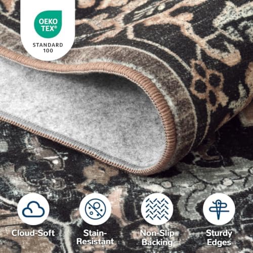 Lessymo Washable Area Rug 5x8 Living Room, Soft Bedroom Rugs Black Brown - Image 7