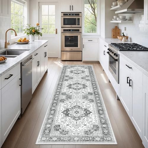 Washable 2x6 Hallway Runner Rug Grey,Vintage Kitchen Rug Entryway Carpet by Befbee