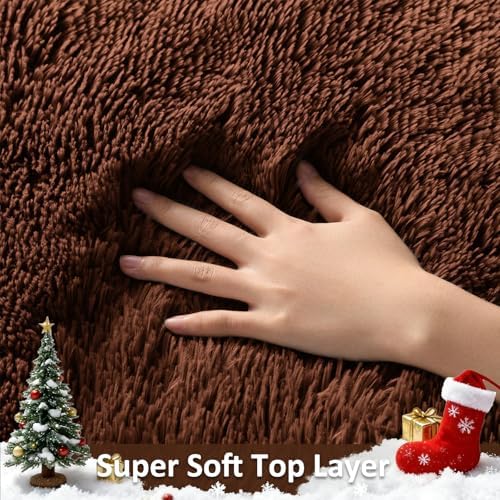 Ophanie Brown Rugs for Living Room Bedroom, 6x9 Fluffy Fuzzy Furry Carpet,Plush Soft Shaggy Bedside Indoor Floor Area Rug for Kids Girls Boys Baby Teen Dorm Nursery Decor with Over 99 pcs Pile fibers - Image 2
