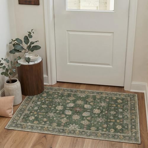 Bavni 2x3 Doormat, Vintage Floral Washable Non Slip Area Rug for Entrance by BAVNI